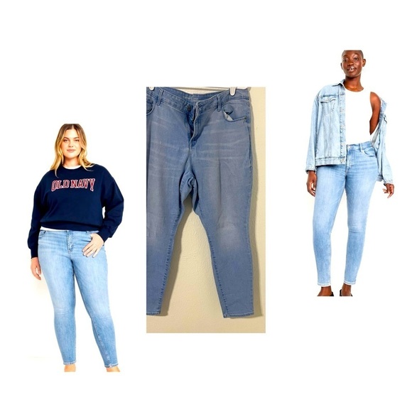 Old Navy Women’s Mid-Rise Rockstar Jeans Plus Size 18 Stretch Skinny Light Wash - Picture 1 of 8